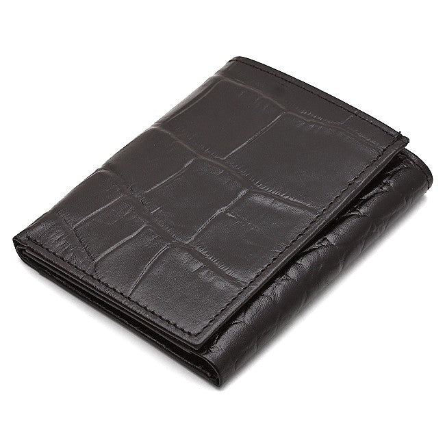 Men's Trifold Crocodile Print Italian Leather Wallet