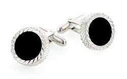 Onyx accented round cufflinks
