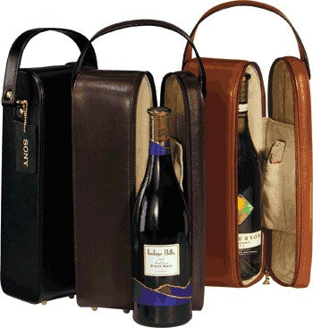 Single Wine Bottle Leather Carrier & Presentation Case