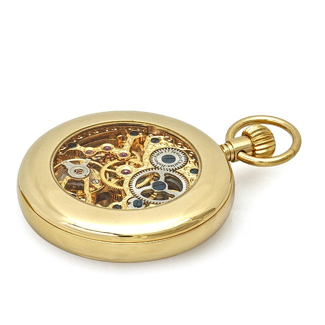 Gold Open Face Mechanical Charles Hubert Pocket Watch & Chain #3816 - Executive Gift Shoppe