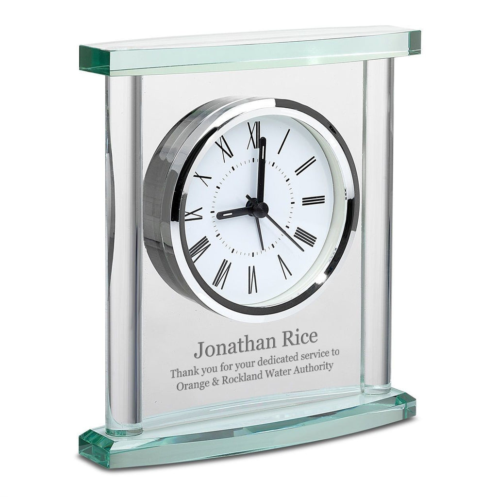 Personalized Glass Clock with Silver Finish Accents - Executive Gift Shoppe