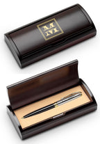 Split Monogram Executive Black & Silver Personalized Ballpoint Pen & Pencil Set