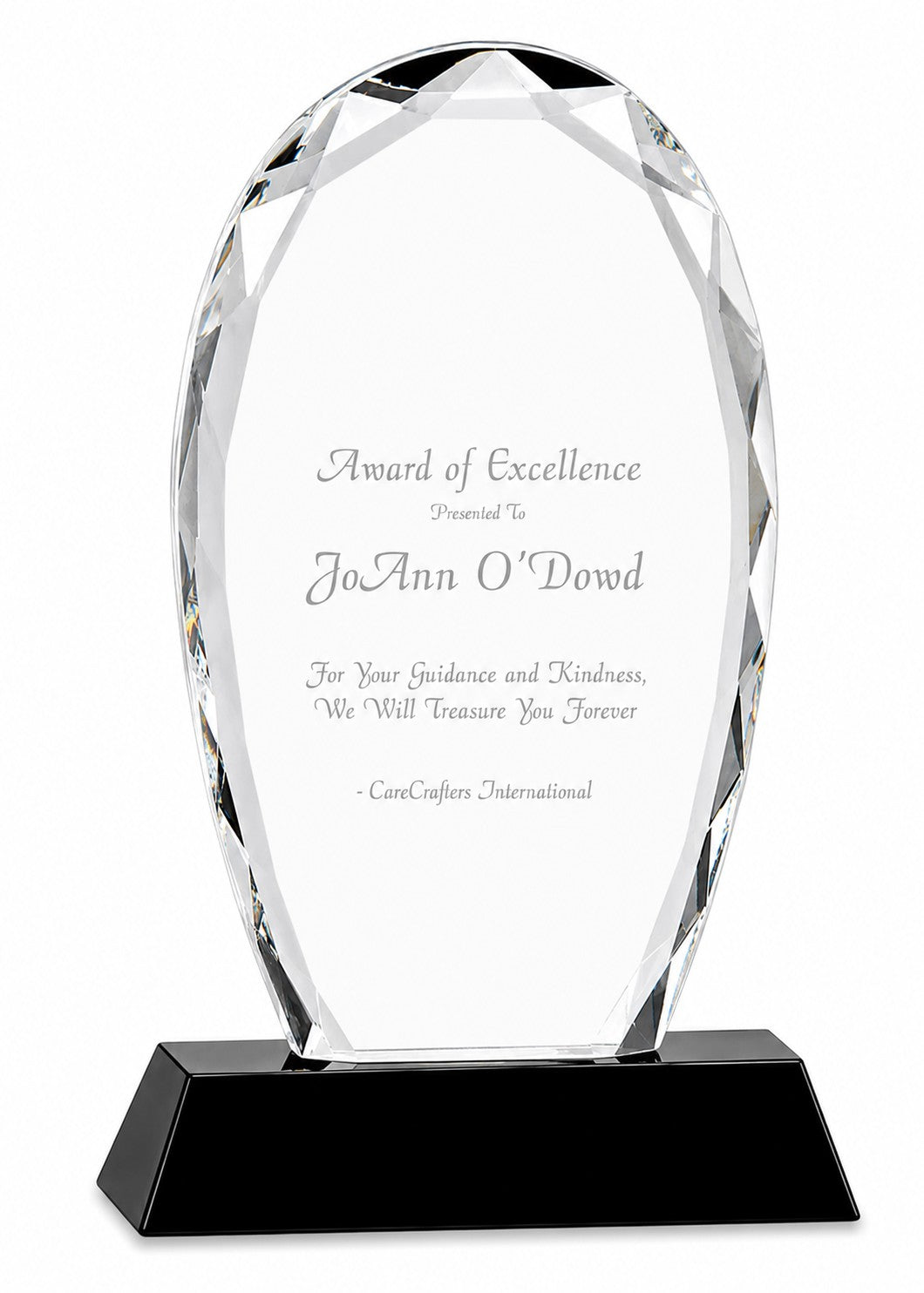 Personalized Oval Crystal Desktop Recognition Award