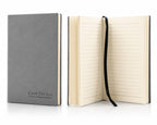 Personalized Gray Journal with Black Satin Bookmark