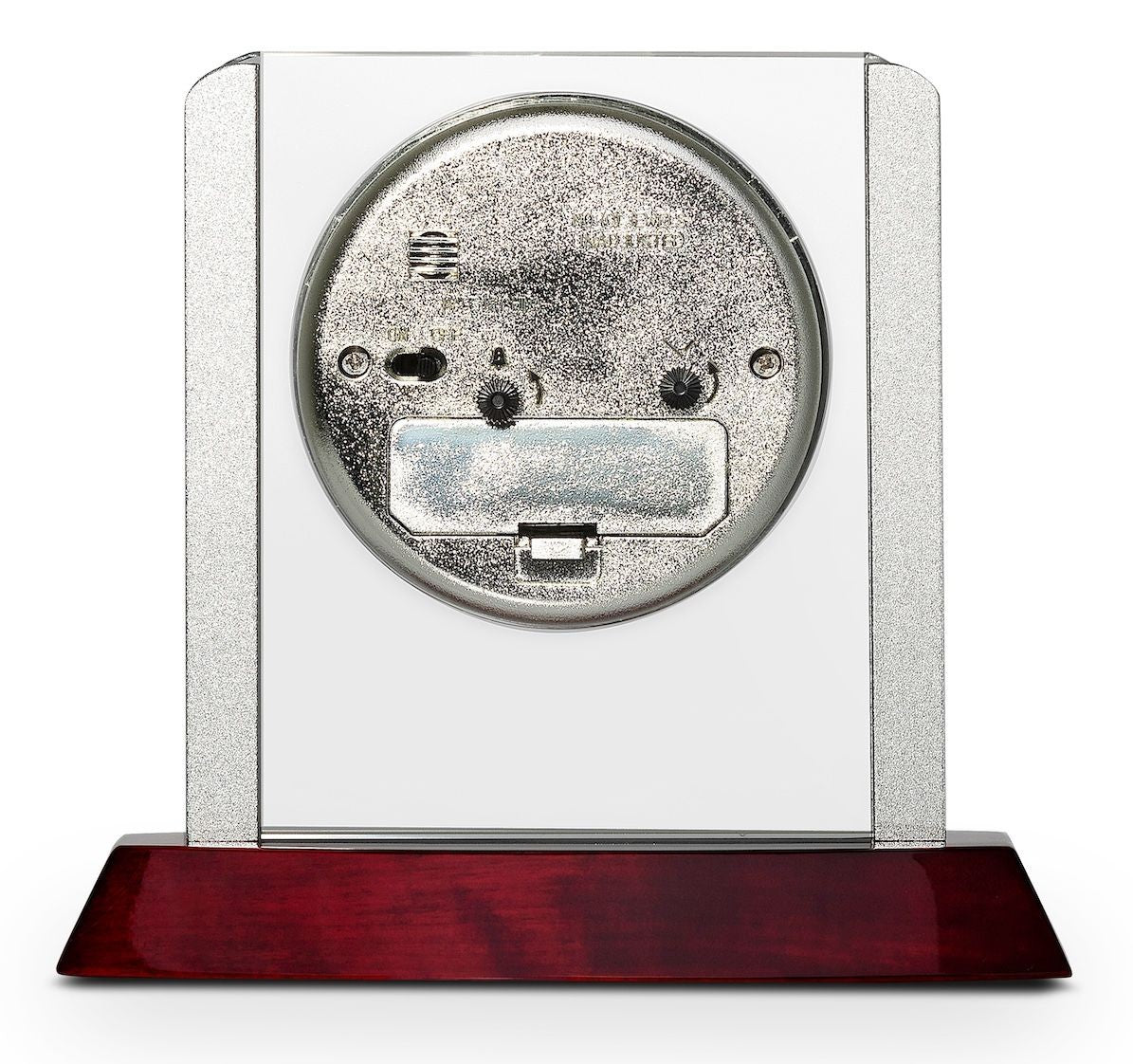 Prestige Collection Personalized Rosewood, Glass & Steel Desktop Clock