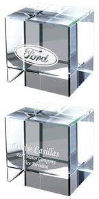 Personalized Crystal Cube Paper Weight - 2 1/2" x 2 1/2"