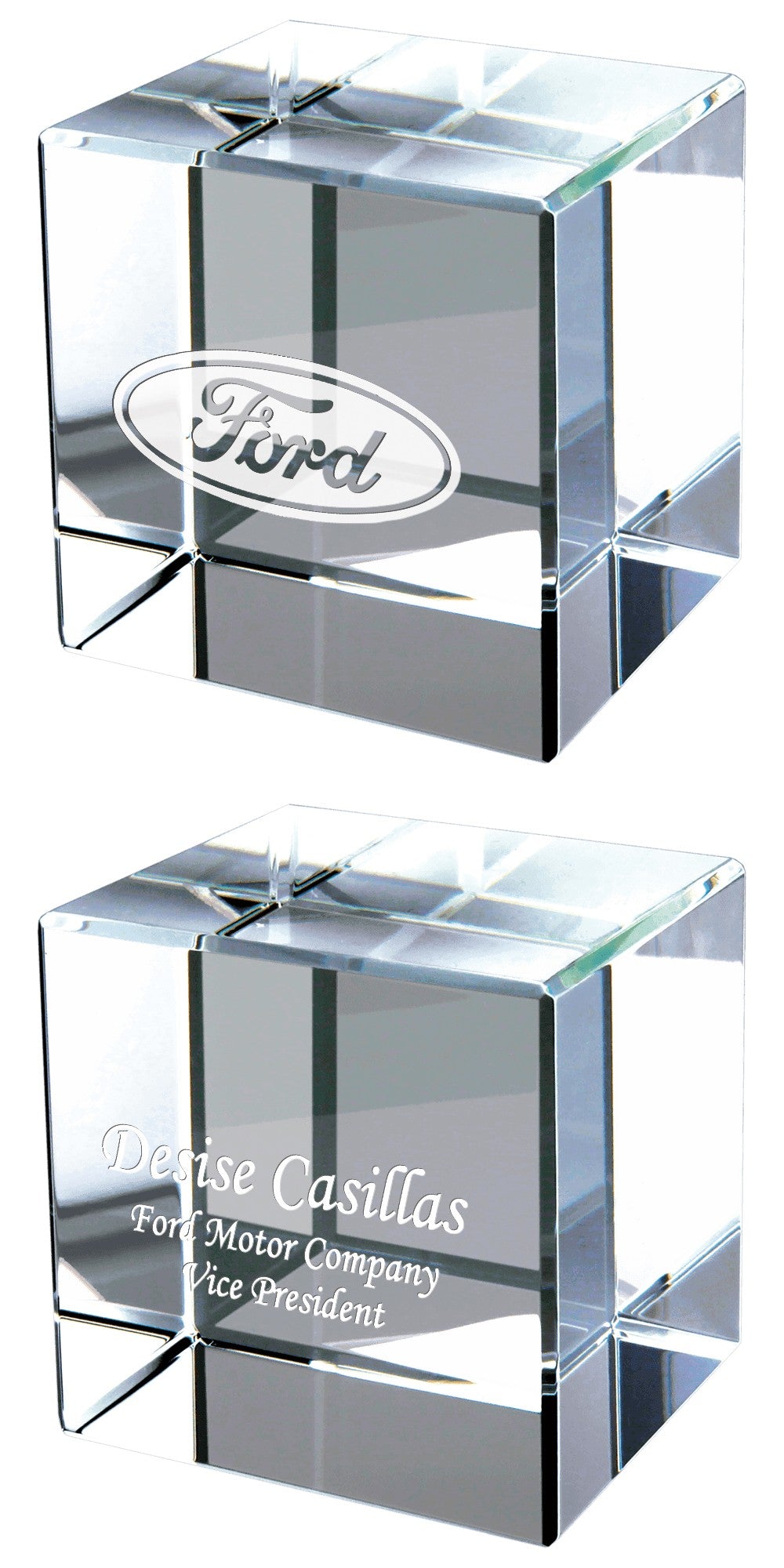 Personalized Crystal Cube Paper Weight - 2 1/2" x 2 1/2"