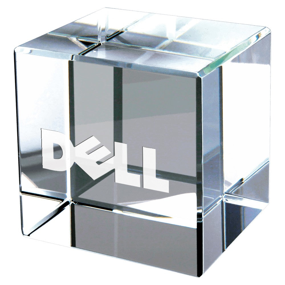 Personalized Crystal Cube Paper Weight - 3" x 3"