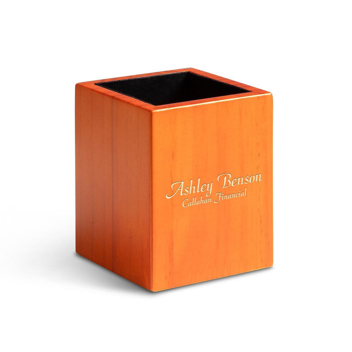 Saddle Finish Wood Personalized Pen and Pencil Cup