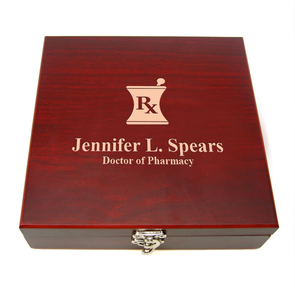 Pharmacist's Engraved Flask & Gaming Set