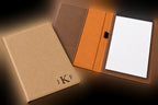 Tan Small Portfolio & Notebook with Roman Monogram