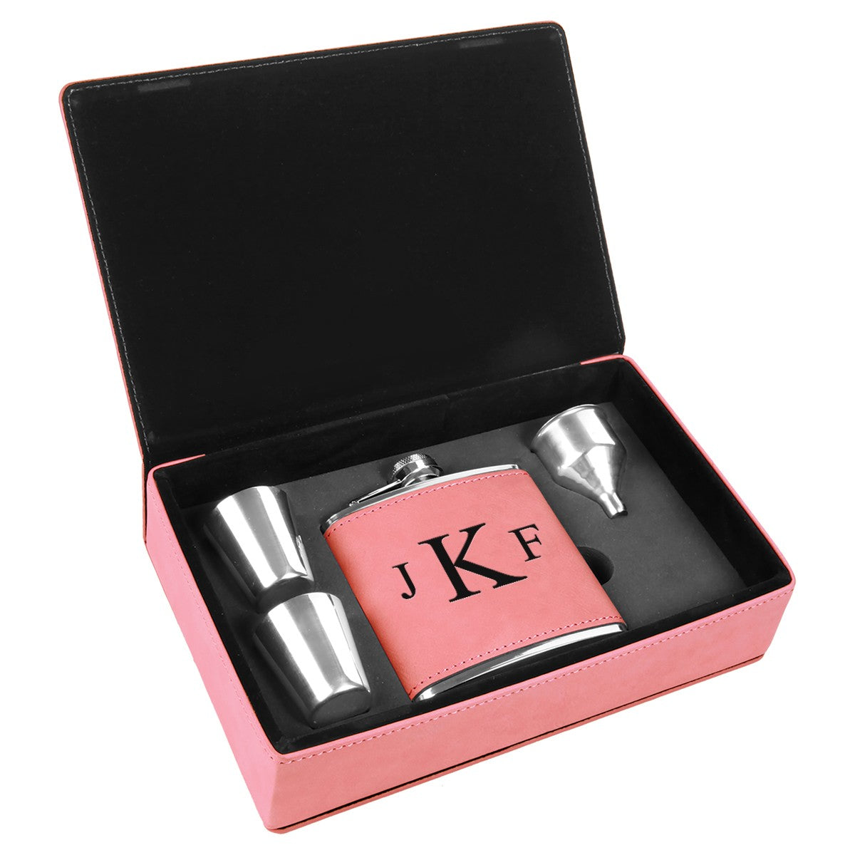 Pink & Black Roman Monogram Flask Set