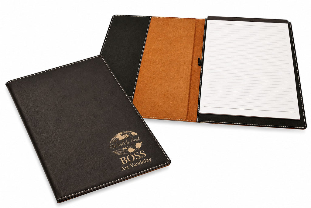 World's Best Boss Black Leatherette Portfolio & Pad Holder