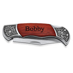 Personalized Vintage Wood & Steel Lockblade Pocket Knife