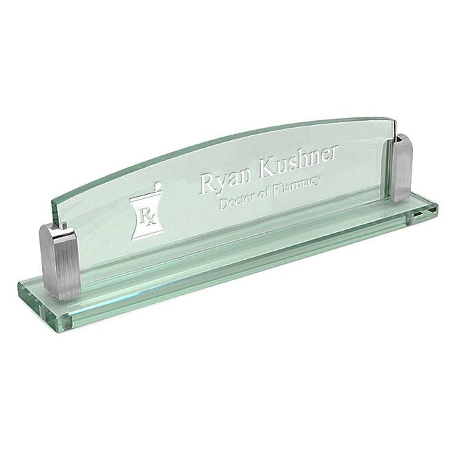 Personalized Pharmacist Theme Glass Desktop Name Plate
