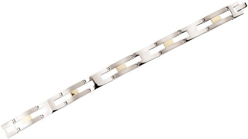 Dolan & Bullock Bel Air Collection Stainless Steel & 14 Karat Gold Men's Bracelet