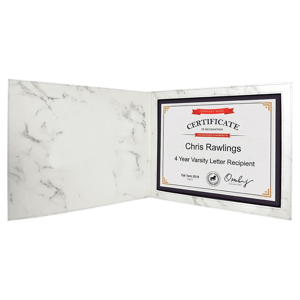 Personalized White Marble Certificate Holder