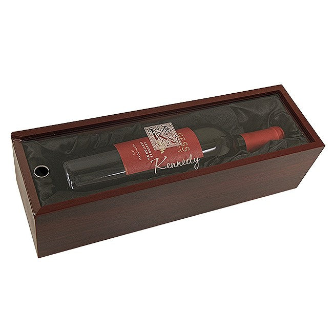 Monogram Single Bottle Wine Box with See-Through Lid - Executive Gift Shoppe