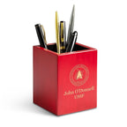 Space Force Theme Personalized Rose Finished Wood Pen and Pencil Cup