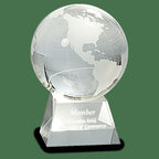 Clear Crystal Globe With Laser Engraved Pedestal Base - 4 1/2" Height