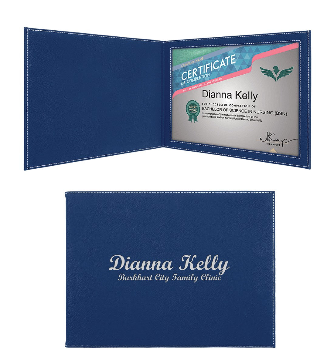 Personalized Blue & Silver Certificate Holder