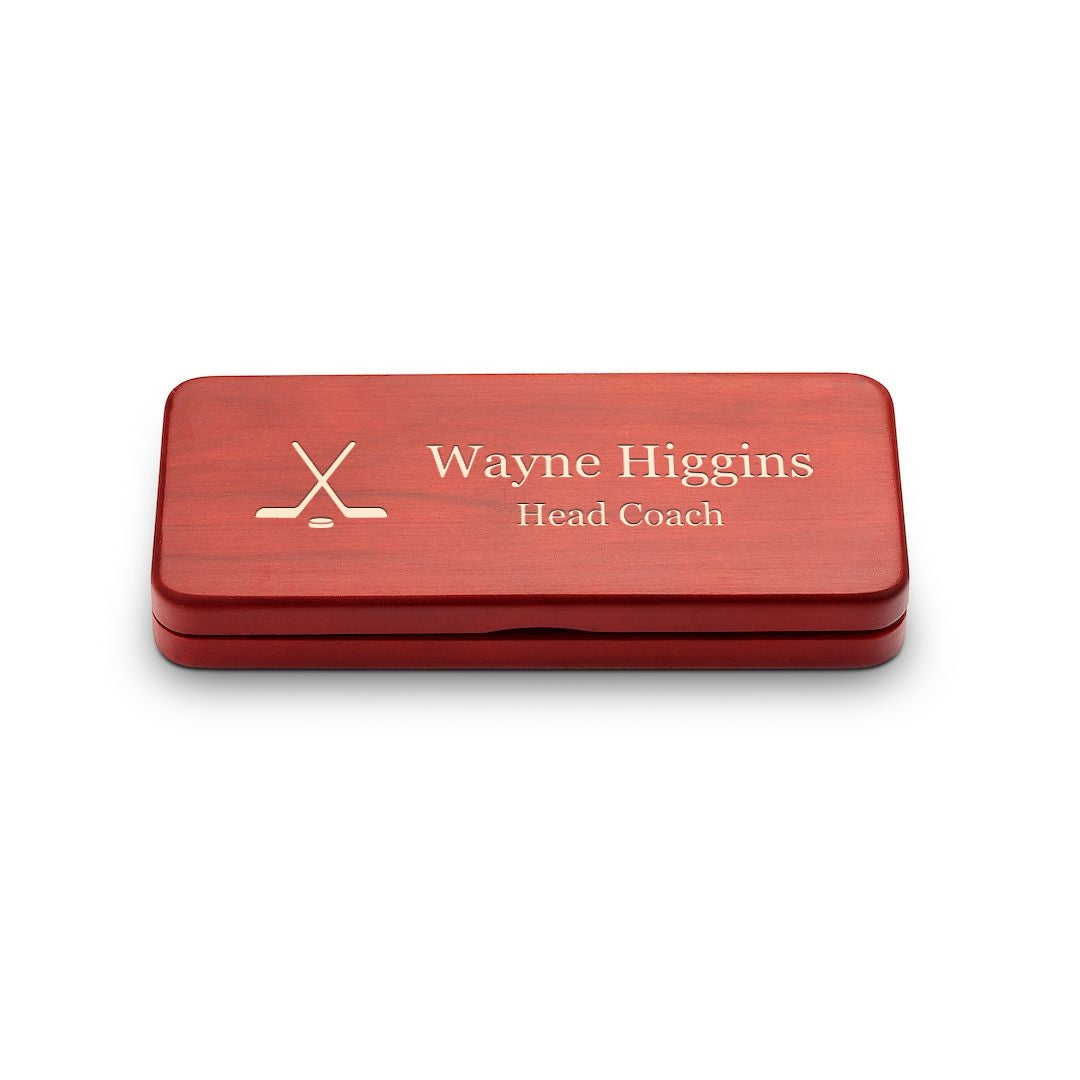 Elegance Collection Cherry Finish Personalized Pen & Pencil Set for Hockey