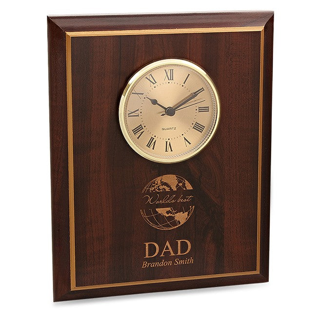 World's Best Dad Cherry Finish Recognition Wall Clock