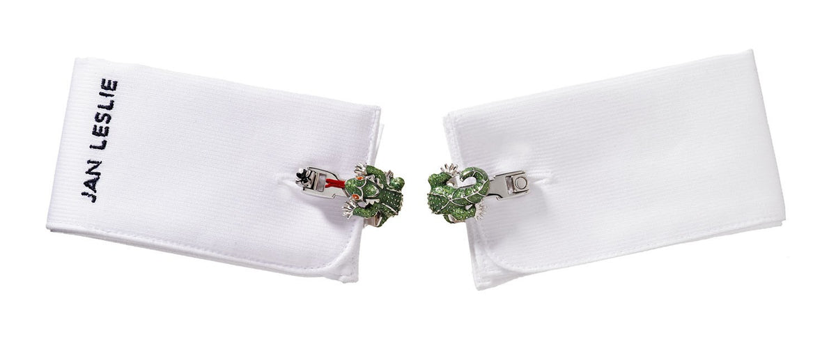 Hand Painted Enamel & Sterling Silver Gecko Cufflinks by Jan Leslie