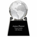 Crystal Globe with Personalized Black Crystal Base - 5 1/2" Height