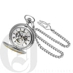Two Tone Engraved Mechanical Charles Hubert Pocket Watch & Chain #3819 - Executive Gift Shoppe
