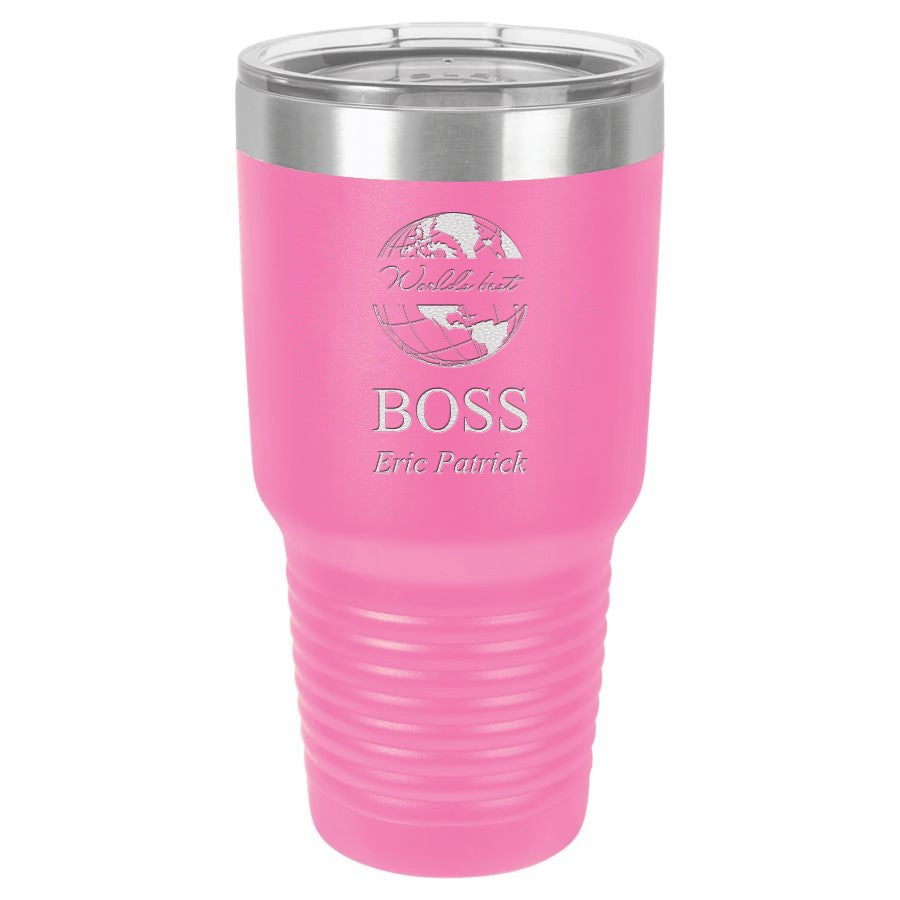 World's Best Boss Personalized 30 Ounce Pink Polar Camel Ringneck Tumbler