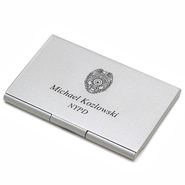 Police Badge Engraved Business Card Case - Executive Gift Shoppe