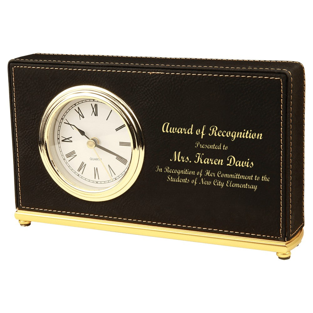 Personalized Black & Gold Horizontal Desk Clock