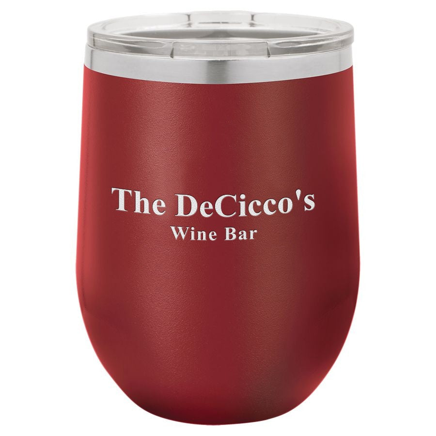 Personalized 12 Ounce Maroon Insulated Stemless Wine Glass