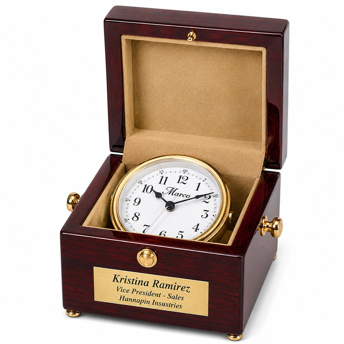 Personalized Square Style Chest Clock with White Rotating Dial