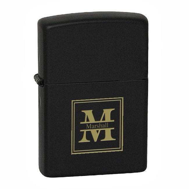 Split Monogram Black Matte Zippo Lighter