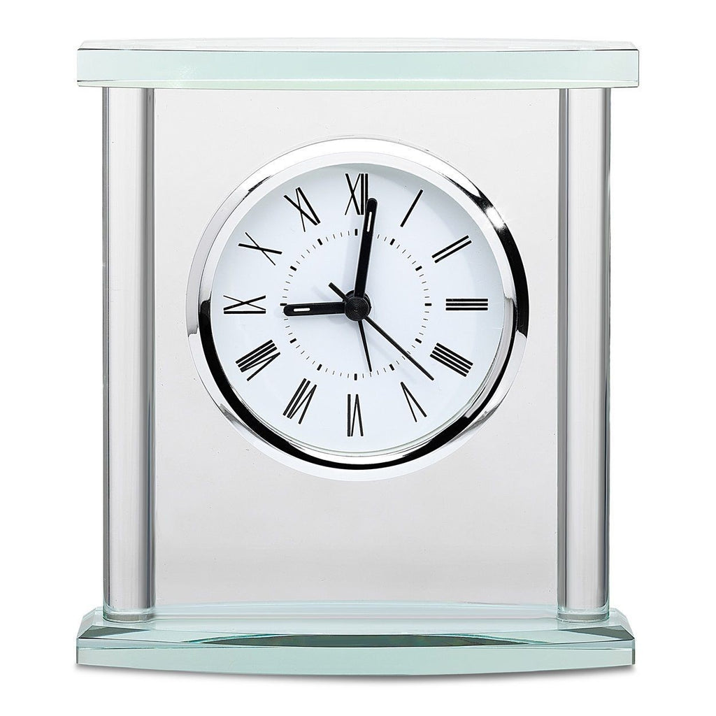 Personalized Glass Clock with Silver Finish Accents - Executive Gift Shoppe