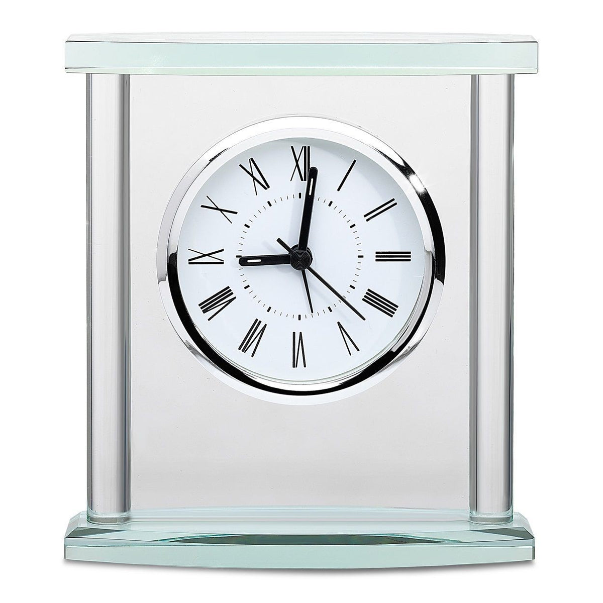Personalized Glass Clock with Silver Finish Accents - Executive Gift Shoppe