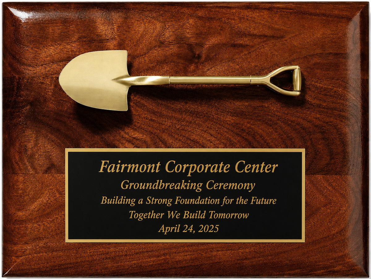 Ground Breaking Shovel Personalized Walnut Recognition Plaque