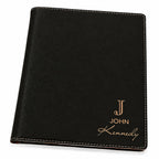 Full Name Monogram Black Leatherette Mini Portfolio