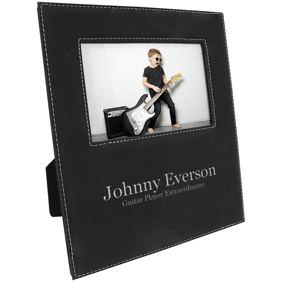 Black & Silver 4" x 6" Picture Frame with Large Personalization Area