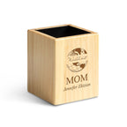 Maple Wood World's Best Mom Personalized Pen and Pencil Cup