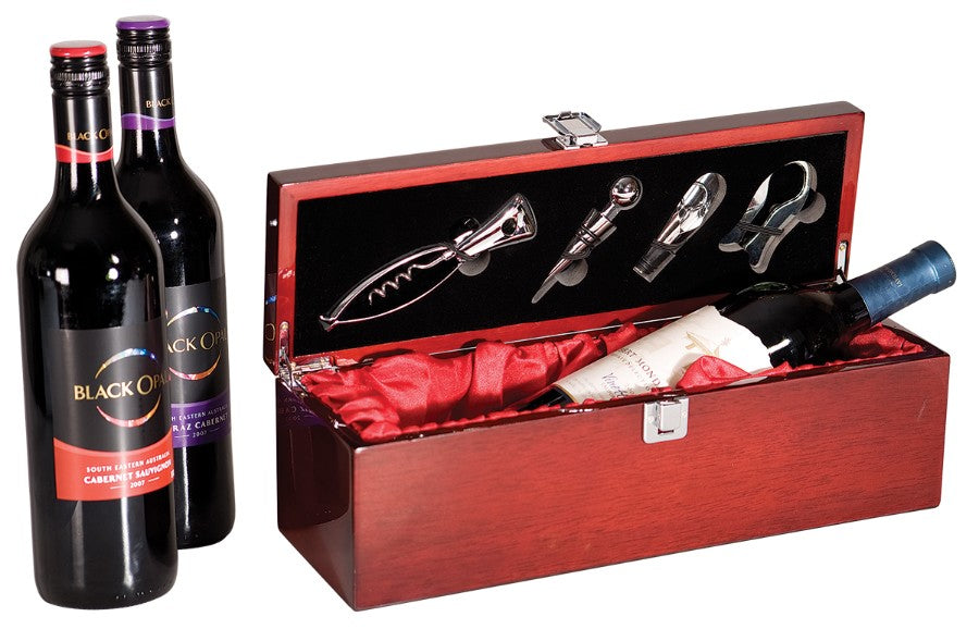 Split Monogram Single Bottle Wine Presentation Box with Tools