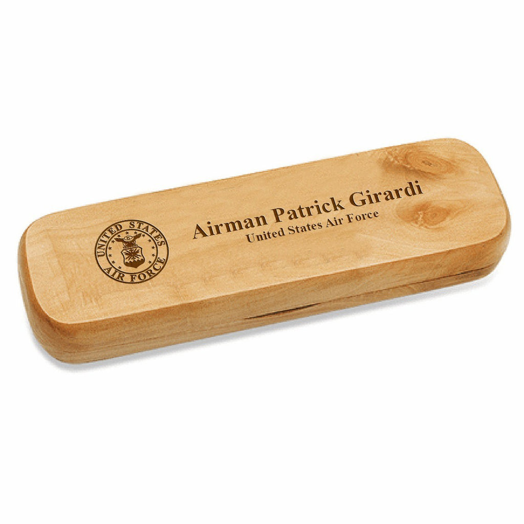 US Air Force Theme Maple Wood Double Pen and Box Set