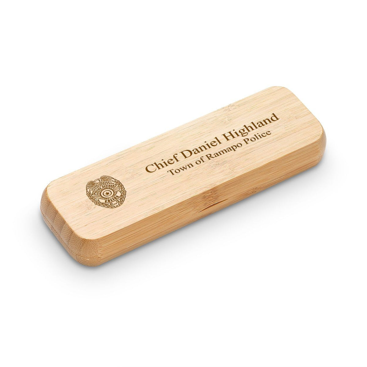 Police Theme Laser Engraved Bamboo Pen and Box Set