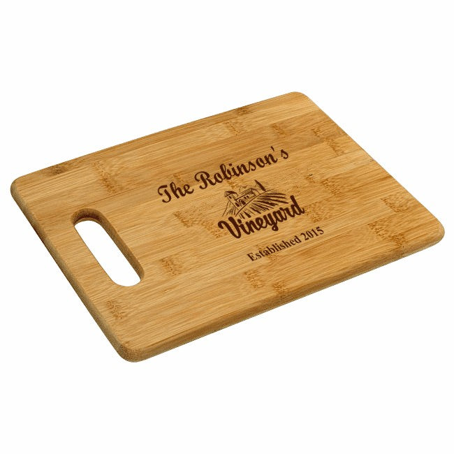 Personalized Vineyard Bamboo Cutting Board
