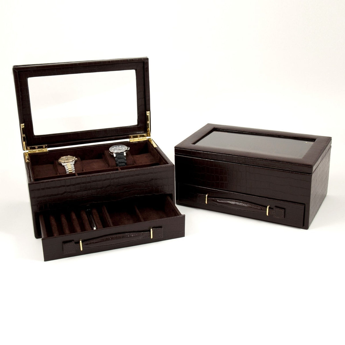 Brown Crocodile Leather Men's Valet