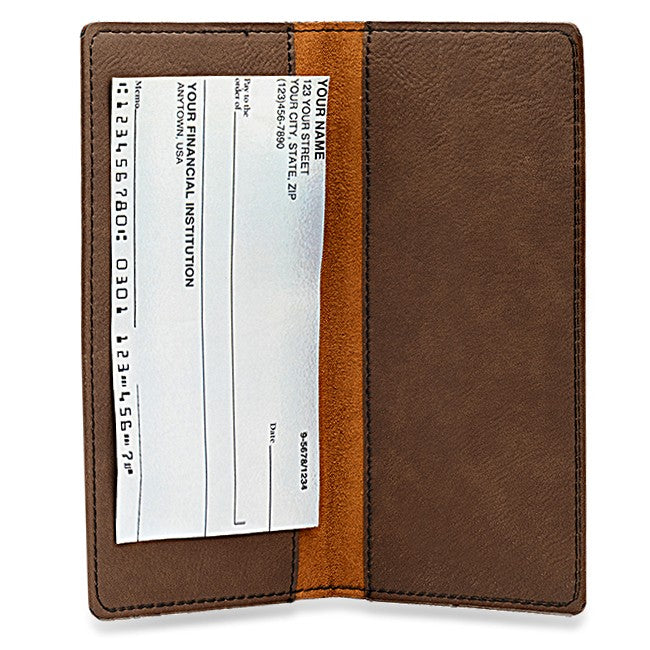 Full Name Monogram Dark Brown Checkbook Cover