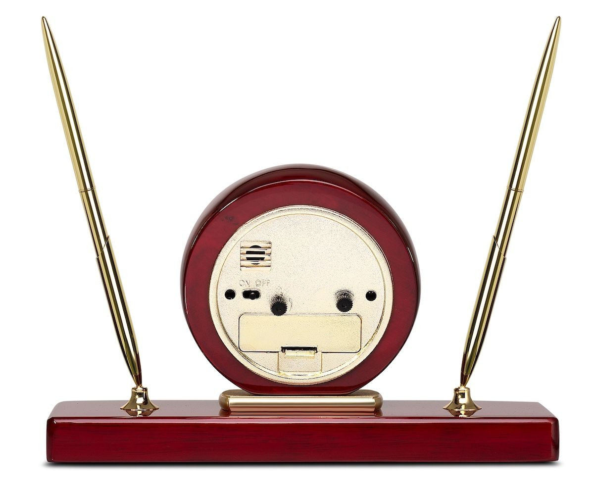 Piano Finish Personalized Desk Clock & Pen Set - Executive Gift Shoppe