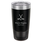 Hockey Themed 20 Ounce Personalized Black Travel Mug